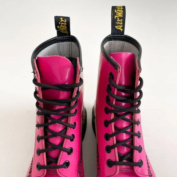 Dr. Martens Hot Pink 1460 Patent Leather Lace Up Combat Ankle Boot Womens Size 7 - Picture 4 of 12